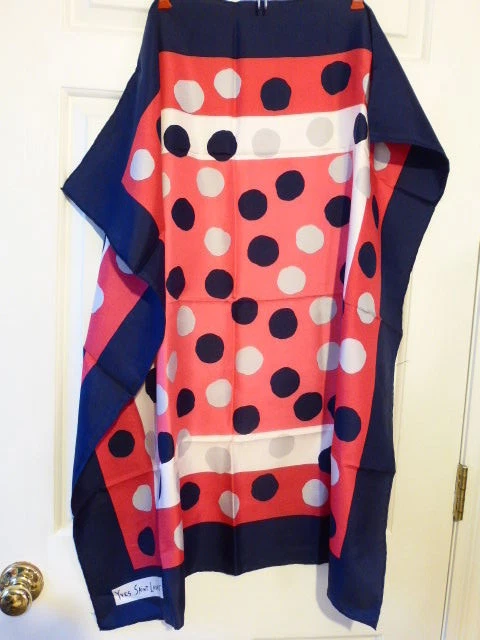 Bufanda vintage 100 % seda Yves Saint Laurent 34"x34" azul rosa blanco Foto 1 de 1