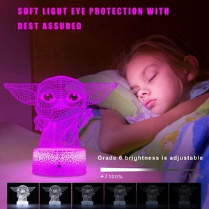 3D Illusion Star Lamp, Yoda Baby Night Light for Kids, 3 Pattern LED Wars Night - Picture 1 of 2