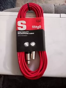 Stagg 10m XLR Male to Female Microphone Audio Cable Lead Coloured NEW FREEPOST - Picture 1 of 3