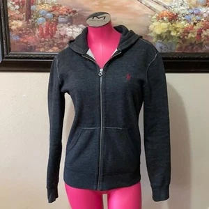 POLO RALPH LAUREN GRIS SUDADERA CON CAPUCHA CREMALLERA COMPLETA X-Pequeña Brezo Gruesa Pesada XS - Imagen 1 de 10