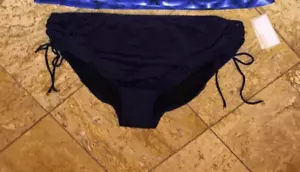Costume da bagno donna Michael Kors blu navy con ruches vita alta fondo taglie forti 22W nuovo con etichette - Foto 1 di 4