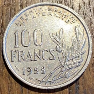 TRÈS BELLE PIECE DE 100 FRANCS COCHET 1958 (1010) DIFFICILE À TROUVER !!!!! - Imagen 1 de 2