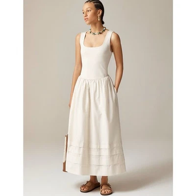 J.Crew Drop Waist Mixy Dress WMNS 2XS Natural Square Neck Knit Sleeveless A-Line - Image 1 of 4