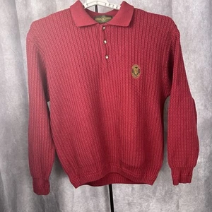 Guinness Clothing Men's Large Sweater 100% Cotton Knit Deep Red Vintage - Picture 1 of 13