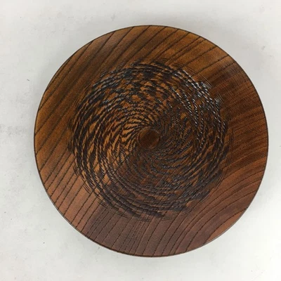 Japanese Wooden Lacquerware Small Plate or Drink Saucer Vtg Round Brown QT133 - Image 1 of 4