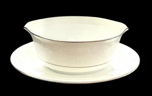 Vintage Noritake 6909 Ranier Sauciere mit befestigter Unterplatte Platinverkleidung EUC - Bild 1 von 6