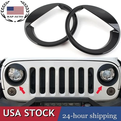 Cubierta de borde de faros delanteros estilo ojos enojados para Jeep Patriot 2011-2017 2 piezas Foto 1 de 4