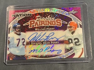2025 Leaf Nations Pigskin Pairings Dual Auto William Perry/Michael D Perry  1/1 - Picture 1 of 2