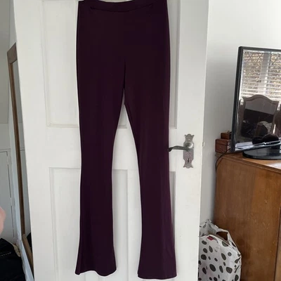 Ladies River Island Size 10 purple satin look trousers flared ankle splits - Image 1 of 4