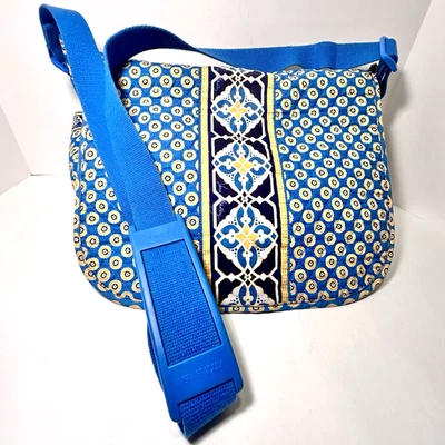 Vera Bradley Riviera Blue Messanger Bag Retired 2008 Multiple Pockets Adj. Strap - Image 1 of 4