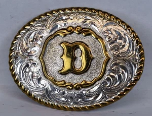 CRUMRINE MFG RENO NV USA PLATTIERT "D" FÜR DALLAS GÜRTELSCHNALLE - Bild 1 von 2