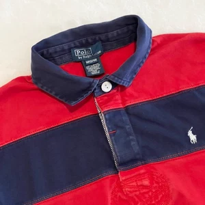 Polo Ralph Lauren Vintage Youth Rugby Stripe Polo Knit Long Sleeve Classic - Picture 1 of 12