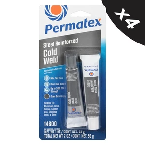 4x Permatex Steel Reinforced Cold Weld Epoxy Resin Hardener Filler Adhesive Glue - Picture 1 of 8