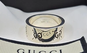 Gucci  Ring , Ghost  Aureco,  9mm  Sterling Silver,  Size 8.75, New  - Picture 1 of 6