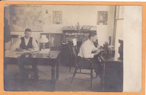 Real Photo Postcard RPPC - Two Men Typewriter in Office - Picture 1 of 1