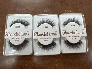 Stardel Lash 100% Human Hair Eyelashes Black - SF 605 (pack of 3) -F - Picture 1 of 1