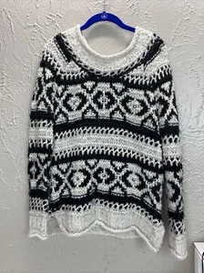 Suéter de punto abierto Free People negro blanco gris talla XS - Imagen 1 de 4