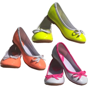 NEU RAGG Mädchen Ballerinas Neon Koralle, Neon Limette, Weiß Fuchsia Sommerschuhe - Bild 1 von 18