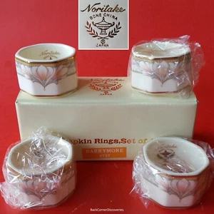 Set of 4 Noritake Japan Ivory Bone China 9737 BARRYMORE Napkin Rings. New in Box - Picture 1 of 10