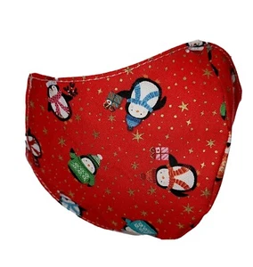 Penguin Christmas Gold Stars Print Face Mask Adult/Kid sizes - Picture 1 of 6