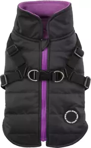 Puppia Mountaineer Winter Dog Coat with Integrated Harness - Medium/Purple/Black - Picture 1 of 2