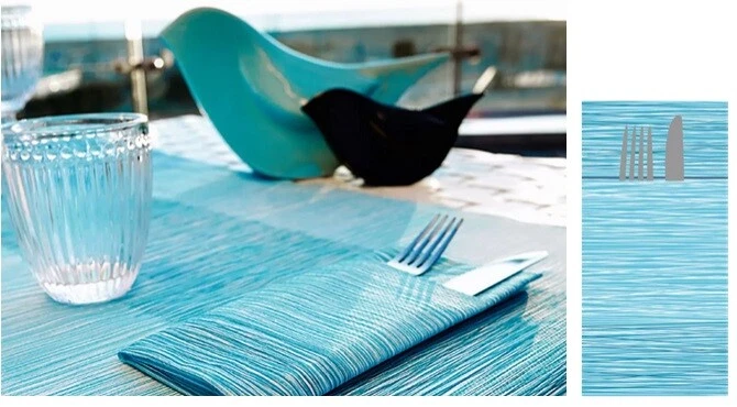 Set 40 Pezzi Tovaglioli da Tavola Carta Simil Tessuto Millerighe Cielo 40 x 4... - Immagine 1 di 1