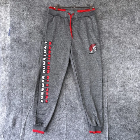 Portland Trail Blazers Sweatpants Mens Small Gray Red Graphic Drawstring Cover