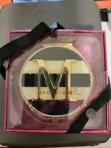 NEW Argento SC Compact Mirror Monogrammed (M) w/ Swarovski Crystals - Picture 1 of 1