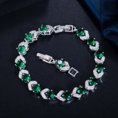 Create Gemstone Jewelry Round Cut Red CZ Crystal Tennis Bracelet for Women Party - Image 1 of 4