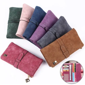 Womens Soft Leather Long Wallet Clutch Card Cash Holder Phone Purse Handbag Bag - Picture 1 of 18
