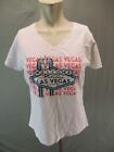 NWT Gildan Size M Women White Short Sleeve Las Vegas V-Neck T-Shirt Top 2R388