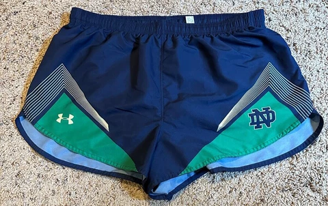 Notre Dame Fighting Irish Under Armour Running Shorts Women's Green Navy Large L Cover