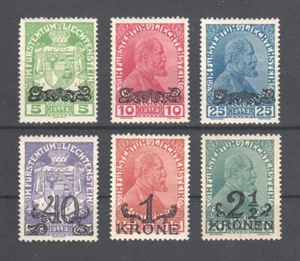 Liechtenstein ~ 1920 Nat'l Post overprint & surcharged, Sc# 11-16 */LH (B220a) - Picture 1 of 2