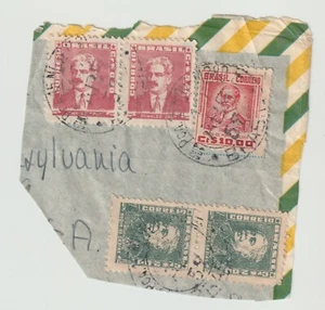 BRASILIEN BRIEFMARKEN 1940-50ER JAHRE LUFTPOST UMSCHLAG ECKE 2 PAAR & EINZELN GEBRAUCHT. - Bild 1 von 1