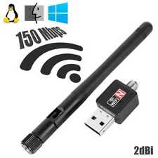 Antena WIFI USB Adaptador 150Mbps 2dBi LAN 802.11 para Windows Linux MacOS Negra