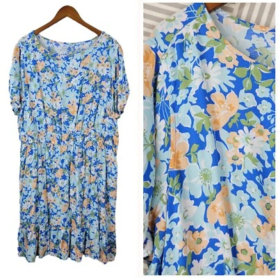 Croft Barrow Shirt Dress Plus Size 2X Floral Casual party Blue Pink Lightweight  - Image 1 of 4