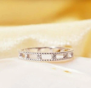 Gold Ring Hochzeit Diamant 14K Verlobung 14k Set Rund Weiss Band - Bild 1 von 12