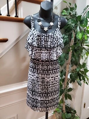 Vestido para mujer Faded Glory blanco y negro de poliéster sin mangas hasta la rodilla 1X Foto 1 de 4