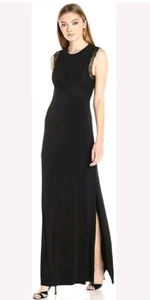 Vestido Formal BCBGeneration Talla 4 Nuevo con Etiquetas $98 Negro Elástico Encaje Cuello Alto Cóctel  - Imagen 1 de 9
