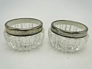 Pr 1902 Offene Salzkeller May & Son England Sterlingsilber & klar geschliffener Kristall - Bild 1 von 7