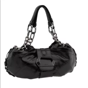 GUESS By MARCIANO Black Leather Bambi Satchel Shoes jacket jeans hobo top shoes - Picture 1 of 5