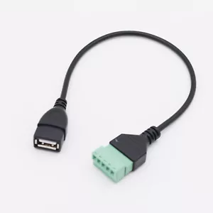 USB 2.0 A Female to 5 Pin Screw Connector w/ Shield Terminal Plug Adapter Cable - Picture 1 of 12