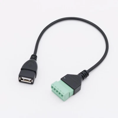 USB 2.0 A Female to 5 Pin Screw Connector w/ Shield Terminal Plug Adapter Cable - Image 1 of 4