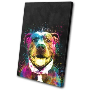 Colorido Adorable Perro Staffy Animales UN SOLO LIENZO ARTE DE PARED Impresión de Imagen - Imagen 1 de 1