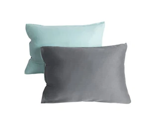 Juego de dos fundas de almohada reversibles gris azul tamaño estándar 100% algodón - Imagen 1 de 1