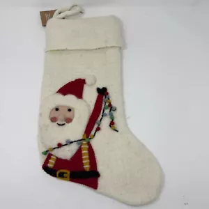 West Elm X PBK Felted Stocking Christmas Holiday Embellished Wool Cream New - Picture 1 of 59