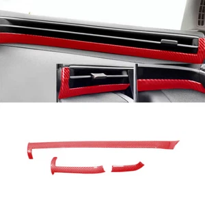 Tira del panel del tablero de instrumentos de la consola central para Hyundai Tucson 22-23 rojo fibra de carbono - Imagen 1 de 7
