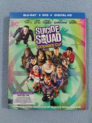 NEW SEALED DC SUICIDE SQUAD EXTENDED CUT BLU-RAY +DVD WITH SLIP COVER JARED LETO - Image 1 of 2