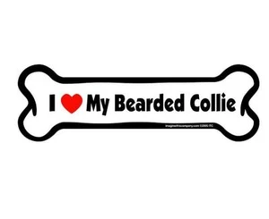 Imagine This Bone Car Magnet I Love My Bearded Collie 2 Inch by 7 Inch - Picture 1 of 1