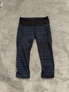 Leggings donna Lululemon blu fantasia crop Capri stretti 4 XS Lulu nero - Foto 1 di 3